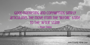 Good marketing simply articulates the move from before to after - marketing quote by Ryan Deiss